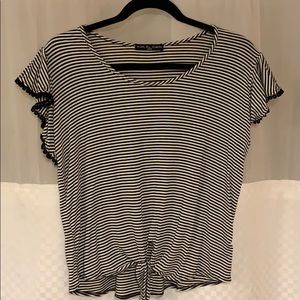 Striped tie front top